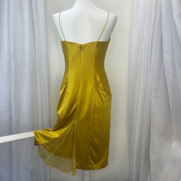 Nicole Miller Collection Silk Evening Sundress Gold Yellow Ladies Size 6 - Picture 2 of 8